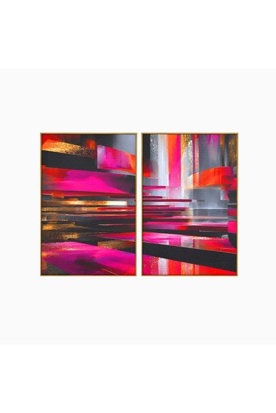 Luxcanva Set 2 Tablouri Canvas Arhitectura Abstracta 100x70 cm (2 x 50x70) cu...
