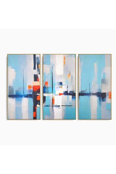 Luxcanva Set 3 Tablouri Canvas Abstracte Geometrice 210x140 cm (3 x 70x140) c...