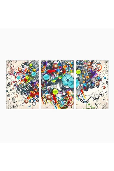 Luxcanva Set 3 Tablouri Canvas Jocul Culorilor 120x60 cm (3 x 40x60) pe Sasiu...