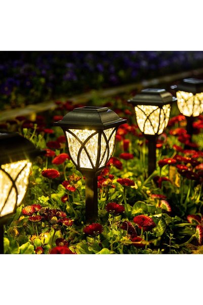 GIGALUMI مجموعة من 6 مصابيح مسار تعمل بالطاقة الشمسية، مصابيح حديقة LED خارجي...