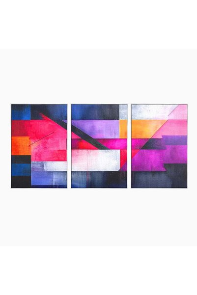 Luxcanva Set 3 Tablouri Canvas Orizonturi Abstracte 120x60 cm (3 x 40x60) cu ...