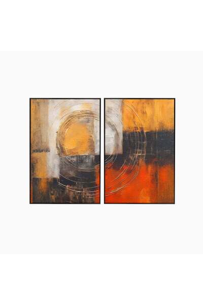 Luxcanva Set 2 Tablouri Canvas Abstracte Negru și Roșu 140x100 cm (2 x 70x100...