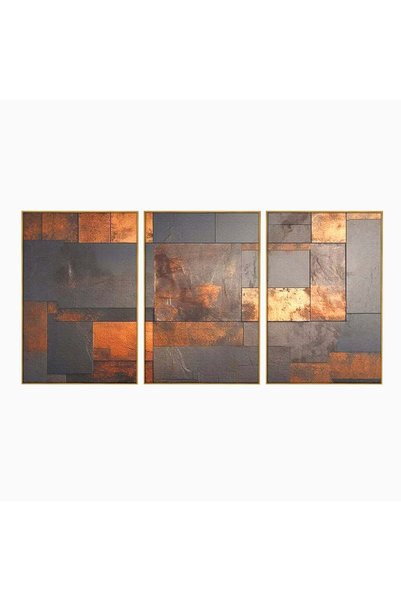 Luxcanva Set 3 Tablouri Canvas Memoria ruginii 240x120 cm (3 x 80x120) cu Ram...
