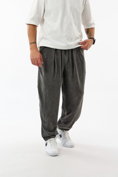 COCOPELLI Velvet-Pleated Anthracite Men's Jogger Pants COC3624