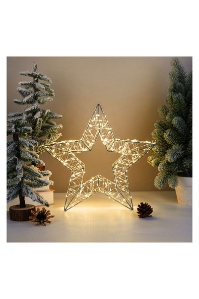 OEM Stea Metalica Decorativa Flash 500 LED 36x6x35.5 cm - alb cald, pentru br...