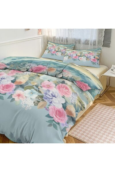 LEADER GLOBAL Comfortable Bohemian 3Pcs Bedding Set, Beautiful Duvet Cover Set