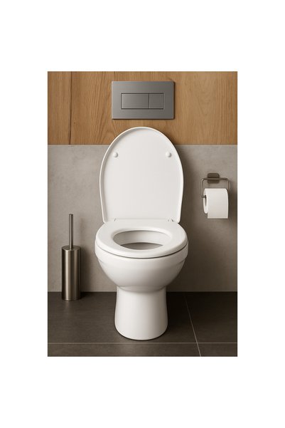Cersanit Capac WC, Compatibil Parva, 40.5 x 35 cm, Alb, Din Plastic, Cu Inchi...