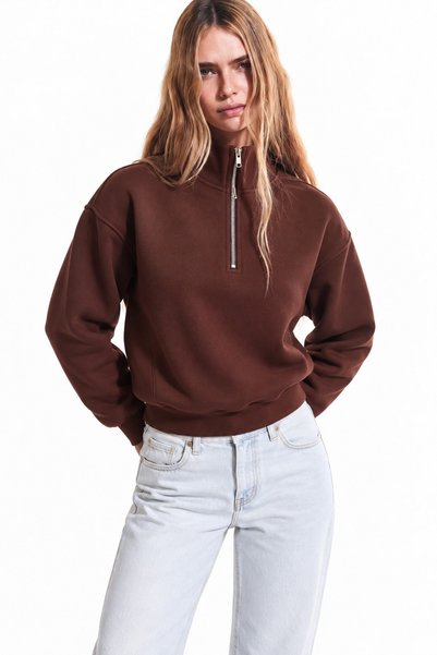 DAMGA JEANS Hanorac oversize cu fermoar parțial și guler înalt, pentru femei