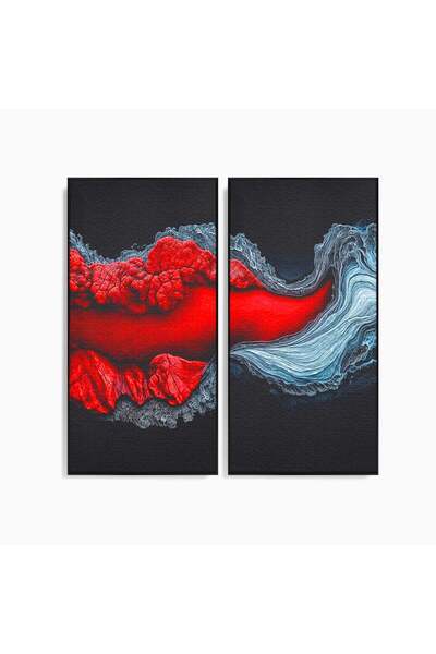 Luxcanva Set 2 Tablouri Canvas Fluxul de Lava 100x100 cm (2 x 50x100) cu Rama...
