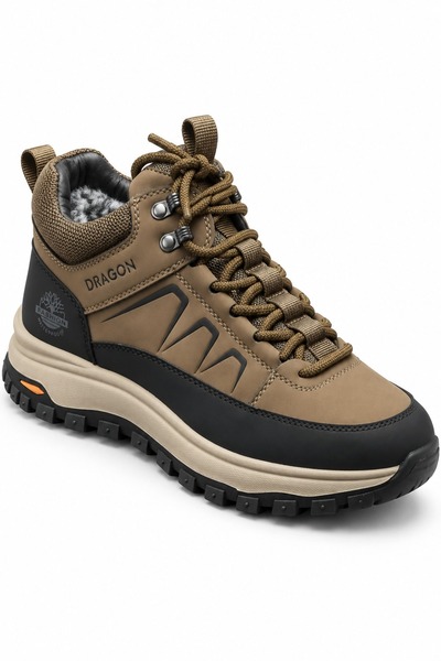 BS BEYAZ SHOES Men's Winter Waterproof Casual Fur-Lined Lace-Up Boot