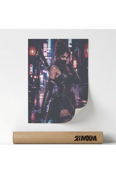 21mxm Poster Decorativ Tematică Gothic & Cyberpunk Fashion - 'Neon Night Rebe...