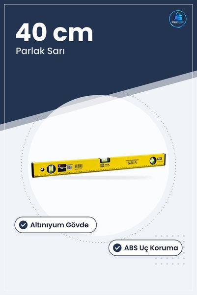 TARER Su Terazisi 40 cm Sarı Algüminyum Gövde ABS Uç Korumalı Hassas Seviye Ölçer İnşaat Marangoz