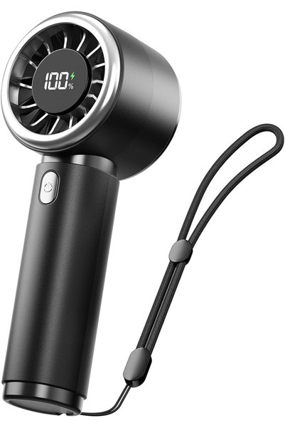 Generic مروحة يدوية صغيرة تعمل بالشحن عبر منفذ USB، بخمس سرعات وشاشة LED، وبط...