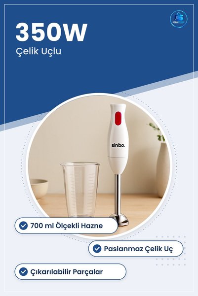 TARER Çubuk Blender Seti 350W Çelik Uçlu 700ml Hazneli Mutfak Smoothie Çorba Püre Doğrama Makinesi