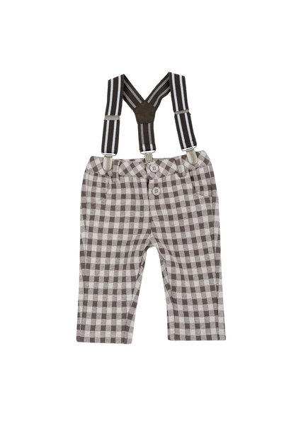 Chicco Pantaloni lungi bebelusi Chicco, bretele, Bej cu model, 00262-69MFCO