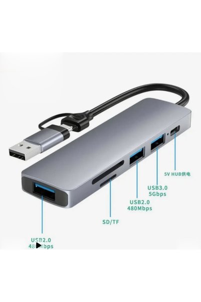 Marsilyan Airsky Hc13Fl 5 İn 1 Usb Type-C 2 İn 1 Çevirici TG-BSVA43