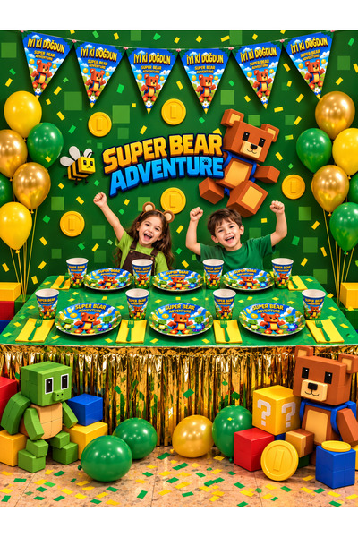 snowparty Super Bear Adventure Super Bear Metallic Table Skirt Birthday Party...