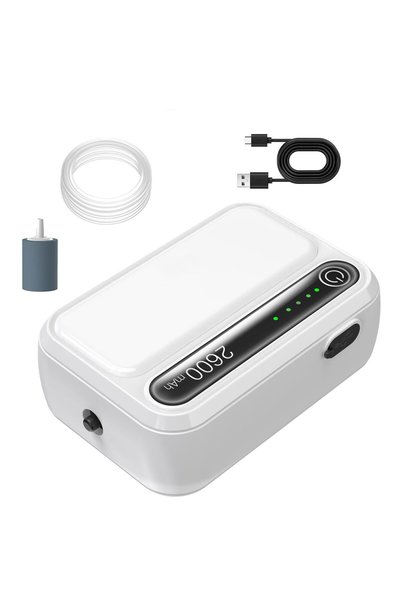 AZONEE مضخة هواء قابلة لإعادة الشحن عبر منفذ USB لأحواض السمك - جهاز محمول لت...