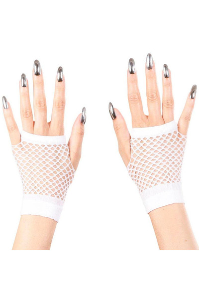 Eldenör White Short Fishnet Fingerless Gloves – Costume and Party Gloves CCEL...