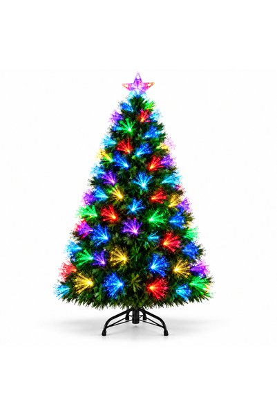 Luxis Brad artificial cu iluminare multicoloră, 2,1 m, fibră optică și 240 LE...