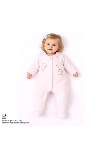 Chicco Salopeta bebe din velur cu deschidere in fata, Roz, 01750-70MFCI
