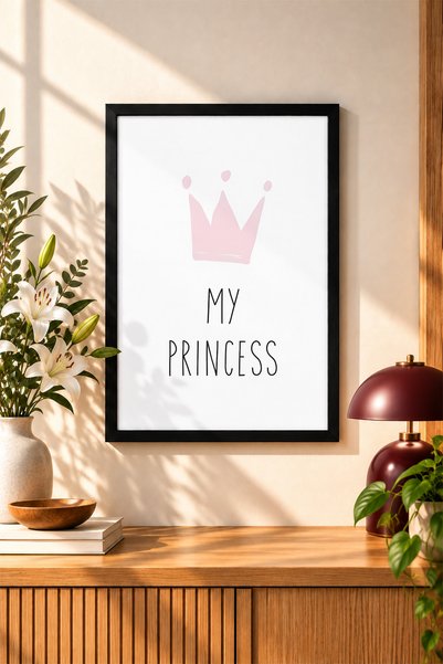 BAMBAŞKA MODA Tablou decorativ „My Princess” cu ramă din lemn – Decorațiune d...