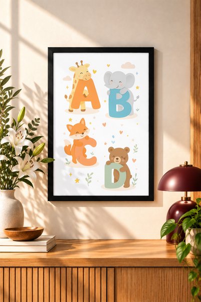BAMBAŞKA MODA Poster-tablou cu litere drăguțe încadrate – Decor estetic pentr...