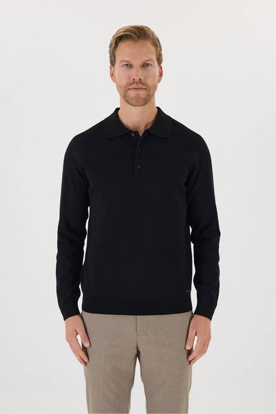 Paşahan Polo Collar Sweater with Shoulder Detail