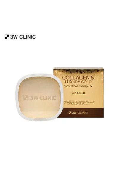 3W CLINIC غطاء وسادة يحتوي على الكولاجين ولون ذهبي فاخر رقم 02، 10 جرام