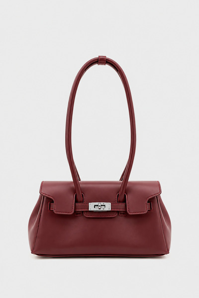 Shule Bags Giselle Locked Baguette Bag, Burgundy