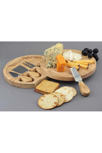 NO BRAND Set servire branzeturi CASENA 5 in 1 Cheese Box, bambus, cu accesorii