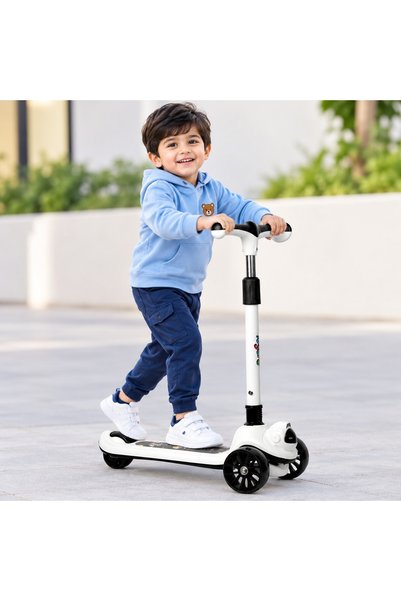TOYORA 2-in-1 Convertible Kids 3-Wheel Scooter with Foldable Seat, LED Light-...