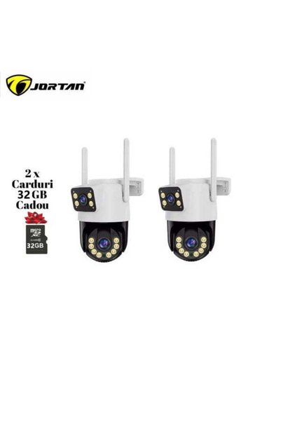 NO BRAND Set 2X Camere de supraveghere duble WIFI, cu 2 camere video integrat...