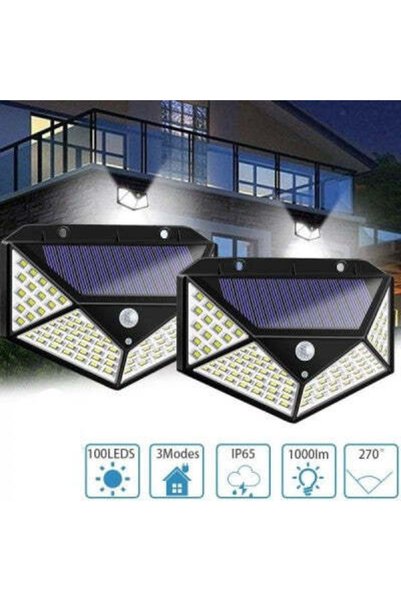 NO BRAND Set 2 x Lampa Solara 100 Led cu senzor de miscare