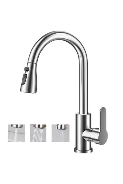 ANYUAN Pull-Out Kitchen Faucet with 3 Spray Modes, 1/2 Inch Standard Pipe, 15...