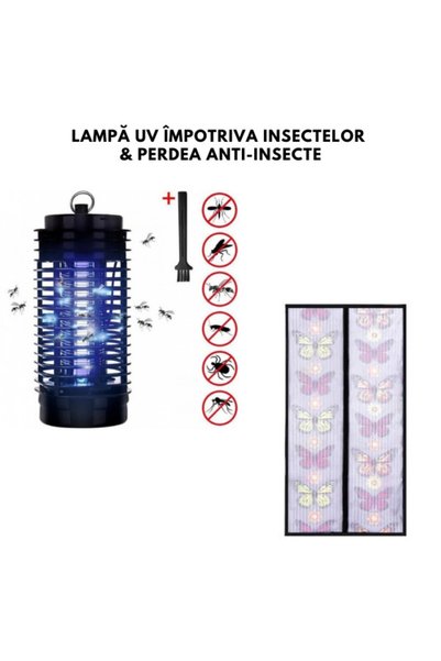NO BRAND Lampa UV impotriva insectelor, tantarilor si mustelor + Perdea anti-...