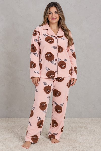 embody Pijamale groase și pufoase pentru femei Cocolino, mărimi mari, coral, ...