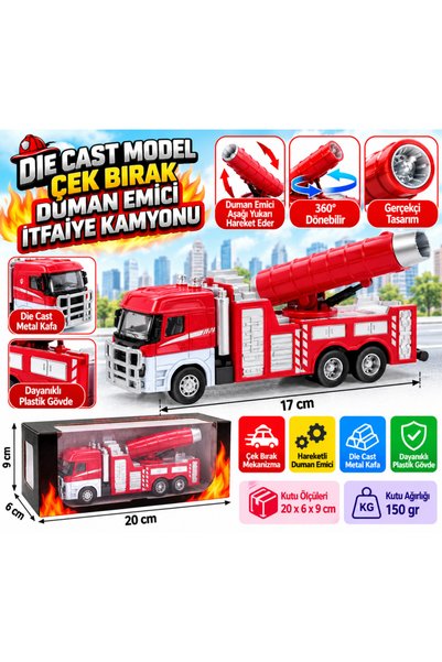 NW NessiWorld Die Cast Model Pull and Drop Smoke Absorber Fire Truck
