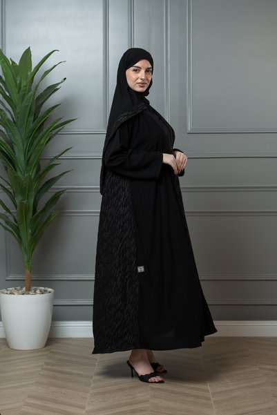 LAVİNİA عباية نسائية من لافينيا, قماش ملكي نص كلوش نص جاكار خلفي