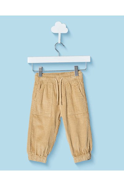 REDTAG Infant Boys Beige Plain Cargo Trousers