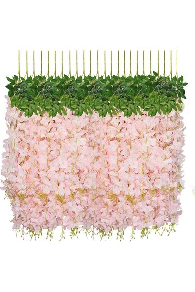 Generic Hanging Flowers 12 Pack Artificial Flowers Fake Wisteria Vine Rattan ...