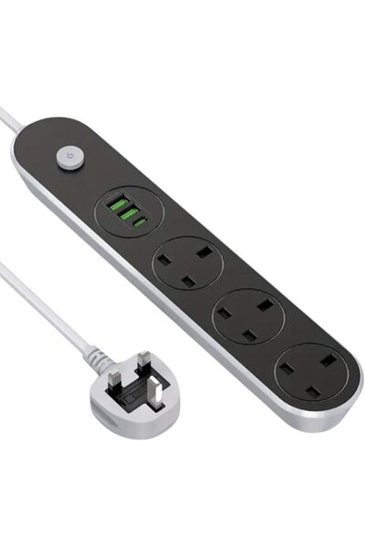 Generic سلك تمديد كهربائي، وصلة طاقة بطول 5 أمتار تحتوي على منفذي USB ومنفذ P...