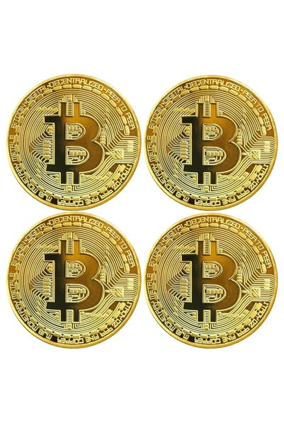 GüncelÇarşı Bitcoin Madeni , BTC Altın Rengi Hediye Sikke Para, Kutulu Parası (4 ADET)