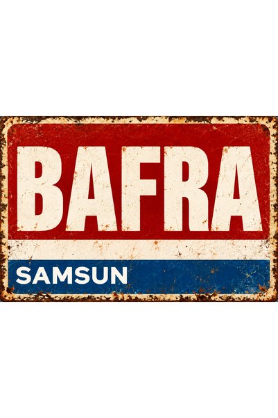 Lucena Tablou de perete retro din metal „Bafra Samsun”, placă decorativă vint...