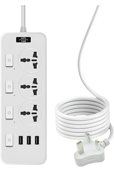 ULHYC شريط طاقة متعدد الاستخدامات 6 في 1، مزود بـ 3 منافذ USB و3 منافذ Type-C...