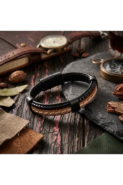 Chrysostomos CHR 674 Ανδρικό Xειροποίητο Δερμάτινο Βραχιόλι