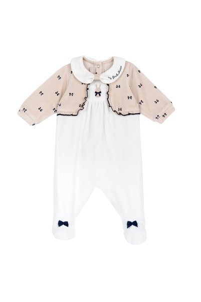 Chicco Salopeta bebelusi din velur, Alb, 00918-69MFCI