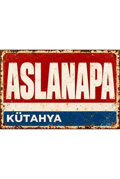 Lucena Aslanapa Kütahya – Tablou de perete retro din metal, panou urban vinta...