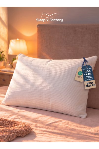 Sleep x Factory وسادة مصنوعة من رغوة الذاكرة الممزقة، وزنها 1100 جرام، توفر ر...
