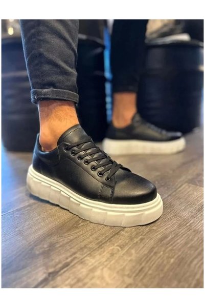 Nur store Çanta Men's High-Top Lace-Up Leather Sneakers · Color: Black · Size...